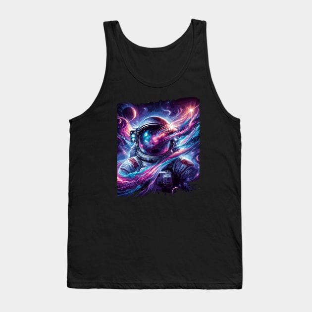 Cosmic Voyage - An Astronaut In Space Tank Top by Graphic Wonders Emporium